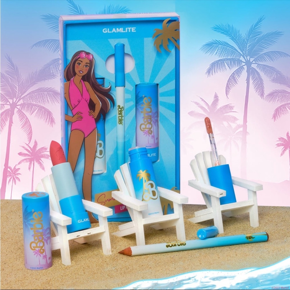Glamlite x Barbie "Summer Vacay” Lip Kit New in Box 3 piece set